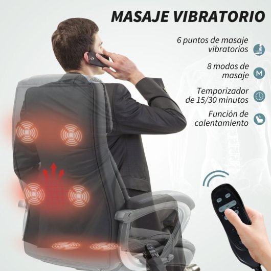 Homcom Silla De Oficina Con Masaje Altura Ajustable Gris Oscuro