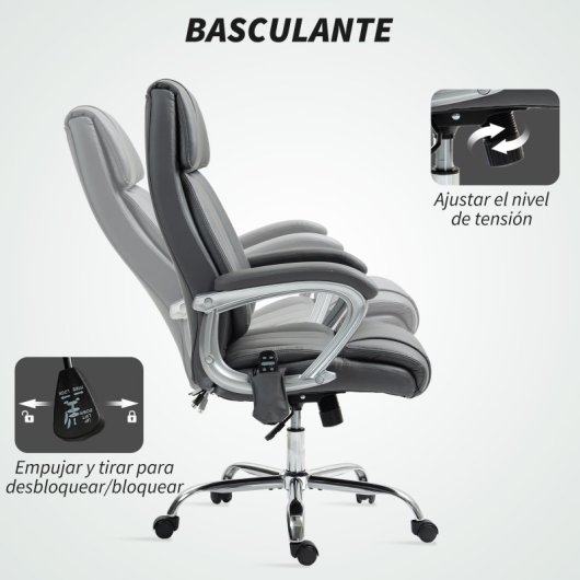 Homcom Silla De Oficina Con Masaje Altura Ajustable Gris Oscuro