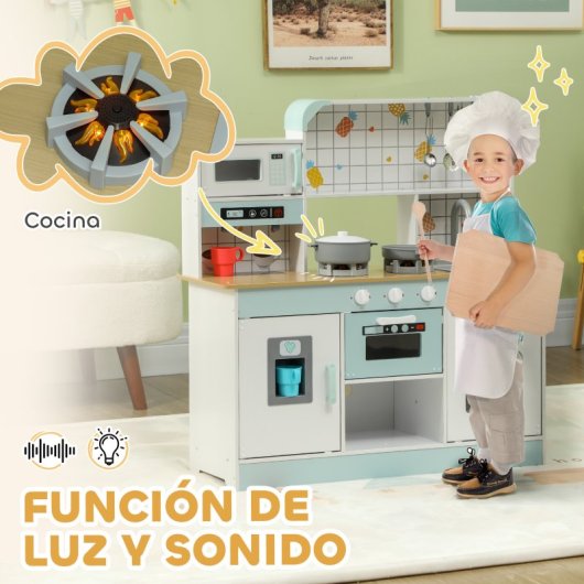 Aiyaplay Cocina De Juguete Para Niños +3 Años Con Sonido Y Luz Blanco