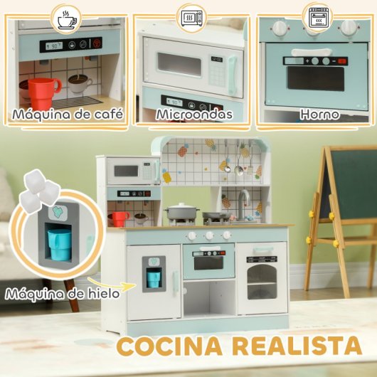 Aiyaplay Cocina De Juguete Para Niños +3 Años Con Sonido Y Luz Blanco