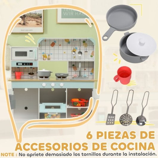 Aiyaplay Cocina De Juguete Para Niños +3 Años Con Sonido Y Luz Blanco
