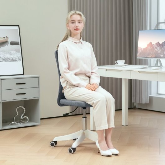 Homcom Silla de Escritorio Sin Brazos Con Altura Ajustable Carga 120 Kg Gris