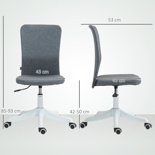Homcom Silla de Escritorio Sin Brazos Con Altura Ajustable Carga 120 Kg Gris