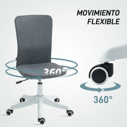 Homcom Silla de Escritorio Sin Brazos Con Altura Ajustable Carga 120 Kg Gris