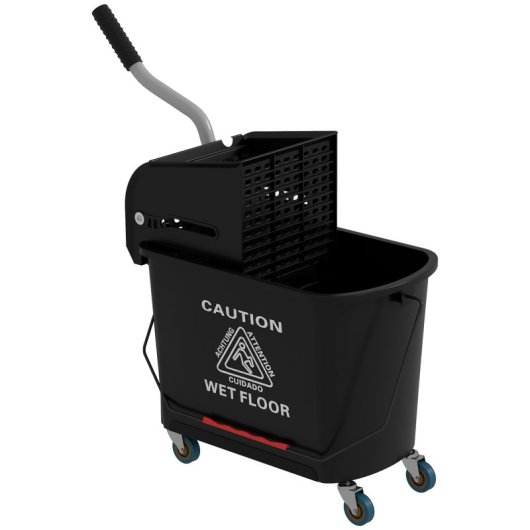 Homcom Cubo De Fregona Con Ruedas Y Escurridor De Presión Capacidad De 20 L