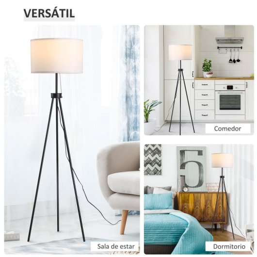 Homcom Lámpara de Pie Moderna con Casquillo E27 Blanco y Negro