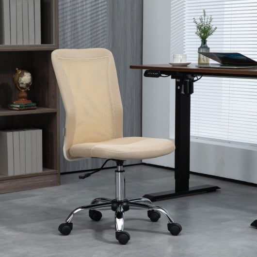 Vinsetto Silla De Oficina De Malla Con Altura Ajustable Beige