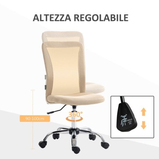 Vinsetto Silla De Oficina De Malla Con Altura Ajustable Beige