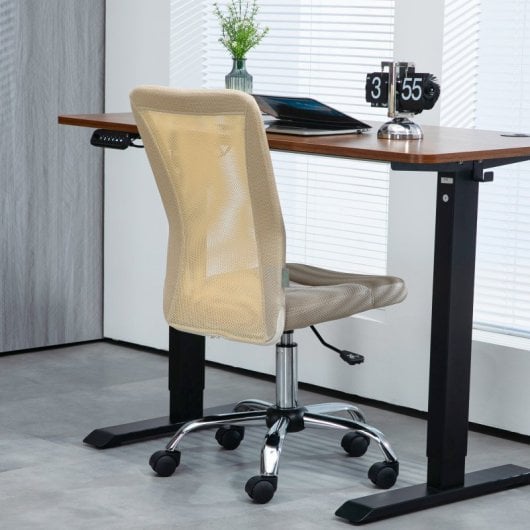 Vinsetto Silla De Oficina De Malla Con Altura Ajustable Beige