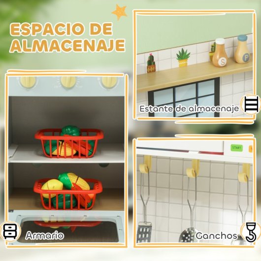Aiyaplay Cocina De Juguete Para Niños +3 Años Con Sonido Y Luz Azul