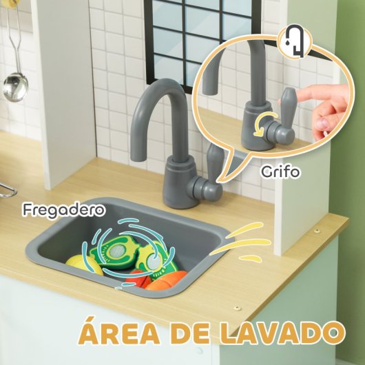 Aiyaplay Cocina De Juguete Para Niños +3 Años Con Sonido Y Luz Azul