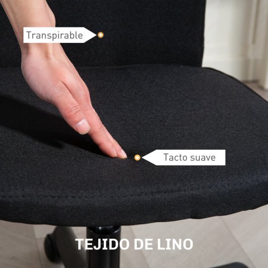 Homcom Cadeira de secretária sem braços com altura ajustável Capacidade de carga 120 kg Preto