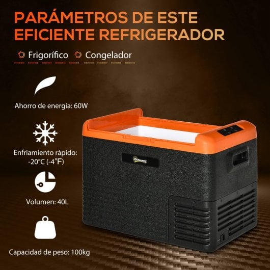 Outsunny Nevera Portátil Eléctrica 40L 12v/24v 58,7x36,5x43,8 Cm Negro