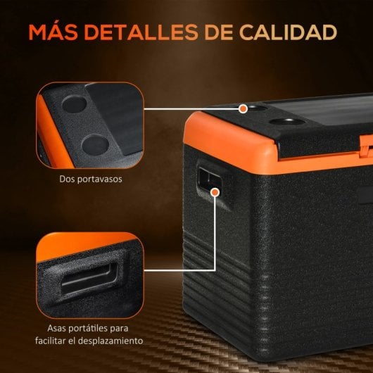 Outsunny Nevera Portátil Eléctrica 40L 12v/24v 58,7x36,5x43,8 Cm Negro