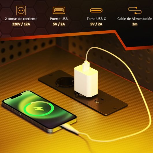 Homcom Mesa Gaming con Luces LED 110x50cm Superficie de Fibra de Carbono Negro