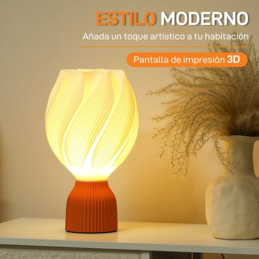Homcom Candeeiro De Mesa De Cabeceira Abajur de Impressão 3d Branco