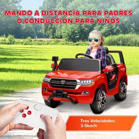 Aiyaplay Toyota Land Cruiser Coche Eléctrico para Niños de +3 Años Rojo