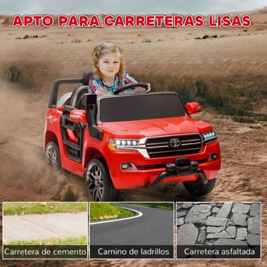 Aiyaplay Toyota Land Cruiser Coche Eléctrico para Niños de +3 Años Rojo