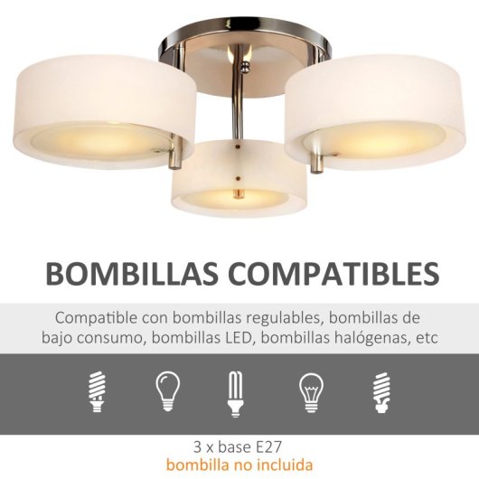 Homcom Candeeiro De Teto Moderno E27 Abajur em Acrílico Branco