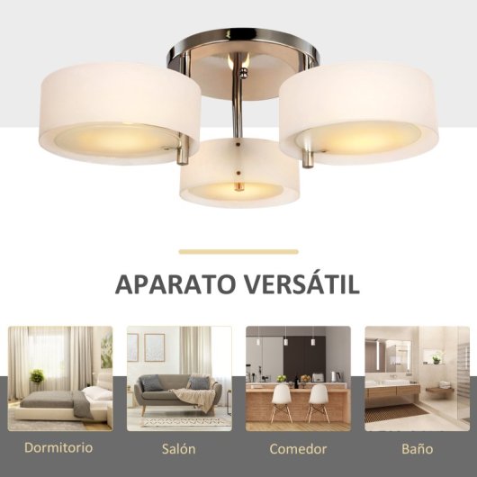 Homcom Candeeiro De Teto Moderno E27 Abajur em Acrílico Branco