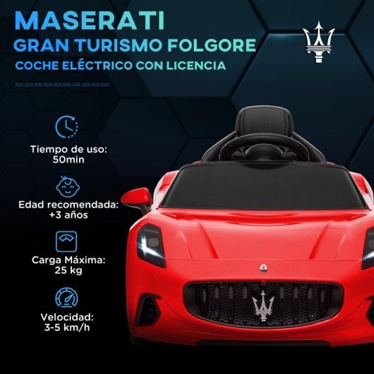 Aiyaplay Maserati Gran Turismo Folgore Coche Eléctrico Para Niños Rojo