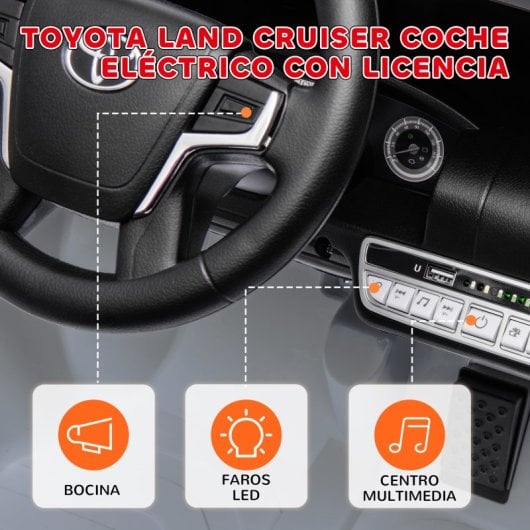 Aiyaplay Toyota Land Cruiser Coche Eléctrico Para Niños De +3 Años Gris