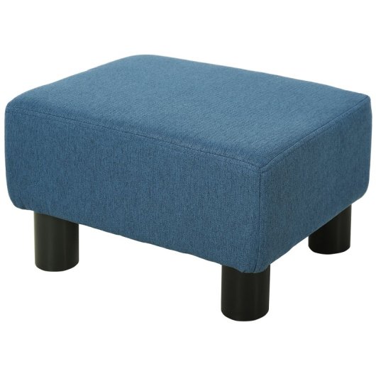 Homcom Reposapiés Salón De Tela De Lino Con Asiento Acolchado Patas Azul Oscuro