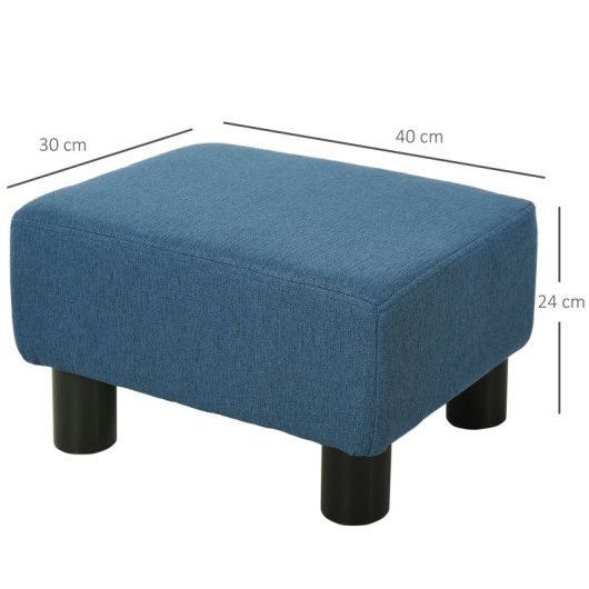 Homcom Reposapiés Salón De Tela De Lino Con Asiento Acolchado Patas Azul Oscuro