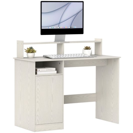 Homcom Escritorio con Estantería con Soporte Para Monitor 108x50x94cm Crema