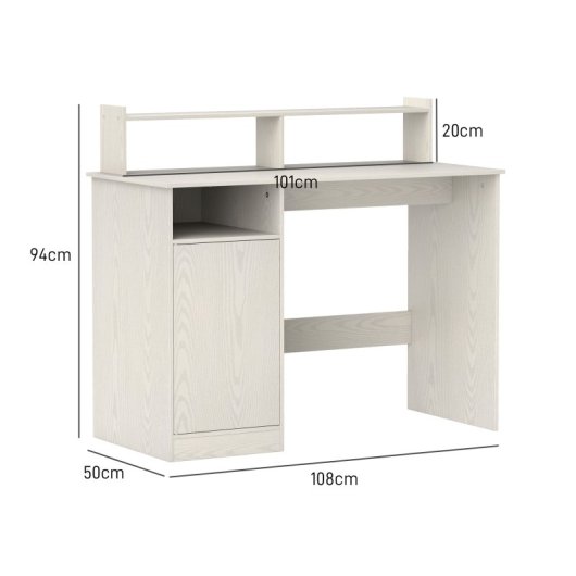 Homcom Escritorio con Estantería con Soporte Para Monitor 108x50x94cm Crema