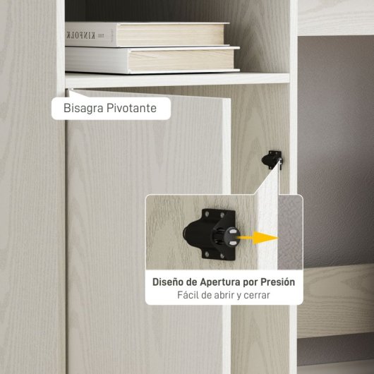 Homcom Escritorio con Estantería con Soporte Para Monitor 108x50x94cm Crema