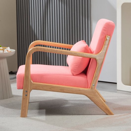 Homcom Butaca Nórdica Con Reposabrazos Cojín Carga 120 Kg 61x78x76 Cm Rosa