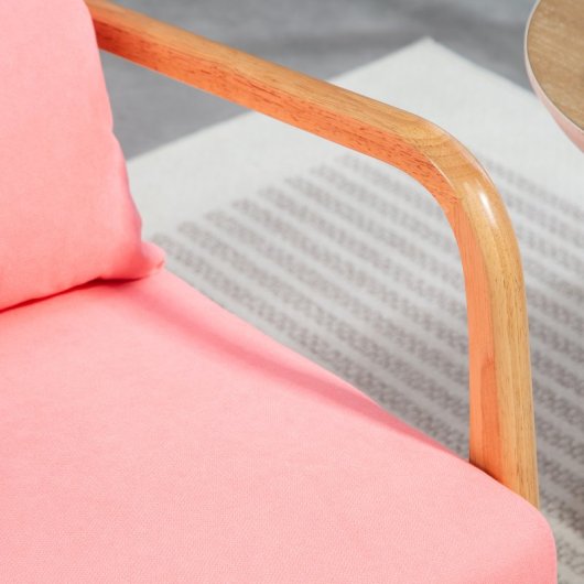 Homcom Butaca Nórdica Con Reposabrazos Cojín Carga 120 Kg 61x78x76 Cm Rosa