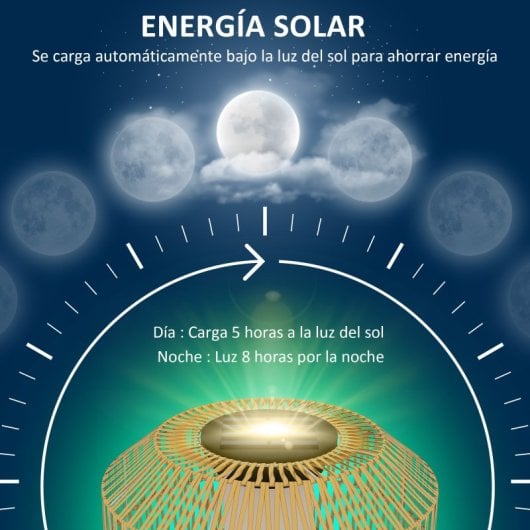 Outsunny Linterna de Jardín de Ratán Sintético con Luces LED 30x55cm Natural