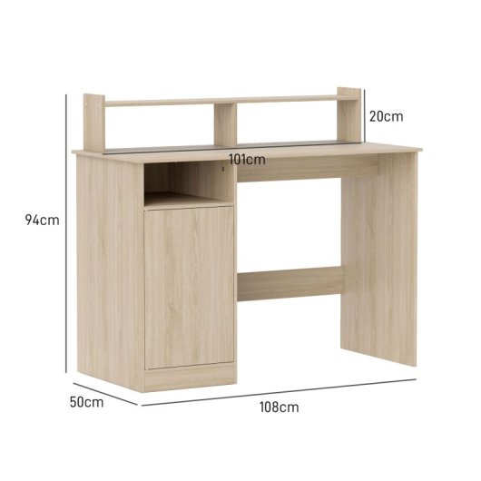 Homcom Escritorio con Estantería y Soporte para Monitor 108x50x94cm Natural