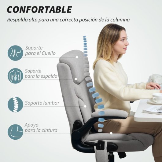 Homcom Silla De Oficina Con Masaje Altura Ajustable Función De Calefacción Gris