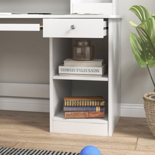 Zonekiz Juego De Escritorio Y Silla Para Niños De +5 Años Con 2 Cajones Blanco