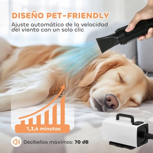 Pawhut Secador De Perros 2200 W Velocidad Y Temperatura Ajustables Blanco