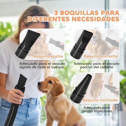 Pawhut Secador De Perros 2200 W Velocidad Y Temperatura Ajustables Blanco