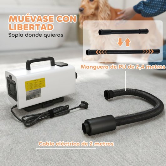 Pawhut Secador De Perros 2200 W Velocidad Y Temperatura Ajustables Blanco