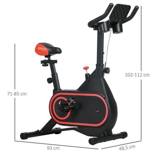 Sportnow Bicicleta Estática Con Volante Inercia 4 Kg Resistencia Ajustable Rojo