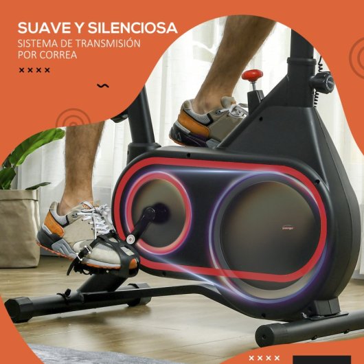 Sportnow Bicicleta Estática Con Volante Inercia 4 Kg Resistencia Ajustable Rojo