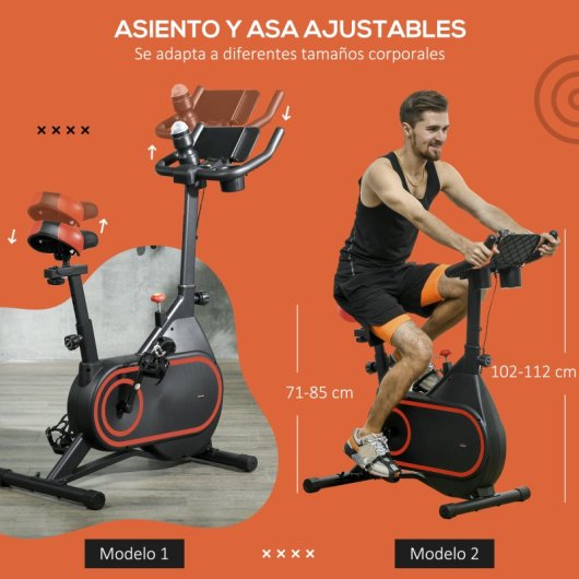 Sportnow Bicicleta Estática Con Volante Inercia 4 Kg Resistencia Ajustable Rojo