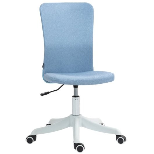 Homcom Silla De Escritorio Sin Brazos Con Altura Ajustable Carga 120 Kg Azul