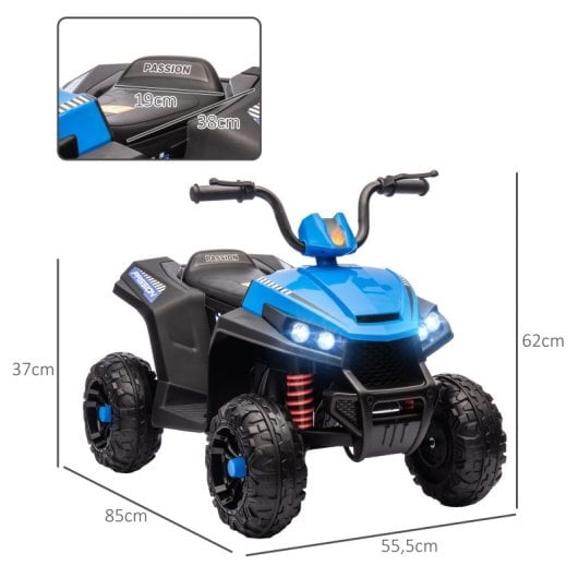 Aiyaplay Quad Eléctrico Para Niños De +3 Años Con Batería 12v Azul