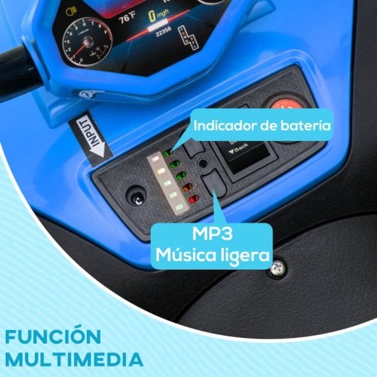 Aiyaplay Quad Eléctrico Para Niños De +3 Años Con Batería 12v Azul