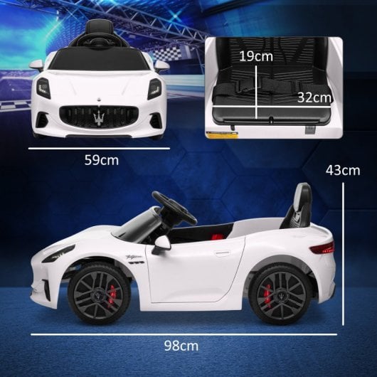 Aiyaplay Maserati Gran Turismo Folgore Coche Eléctrico Para Niños Blanco