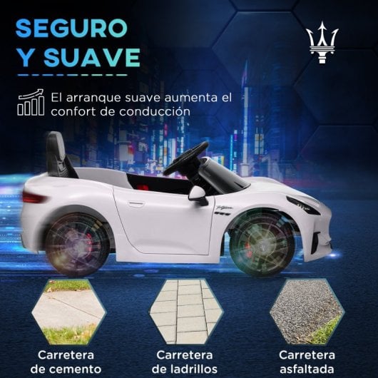 Aiyaplay Maserati Gran Turismo Folgore Coche Eléctrico Para Niños Blanco