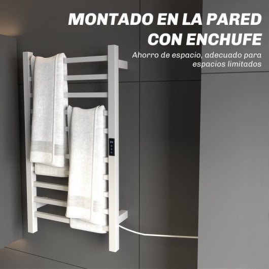 Homcom Toallero Eléctrico De Pared 110w Con Control Wifi Temporizador Blanco