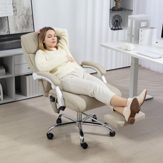 Homcom Cadeira de escritório de massagem reclinável com altura ajustável Bege